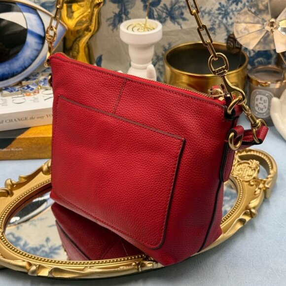 🆕 OROTON 🧿 NWOT Lily Zip Top Leather Crossbody, Red - Picture 7 of 16